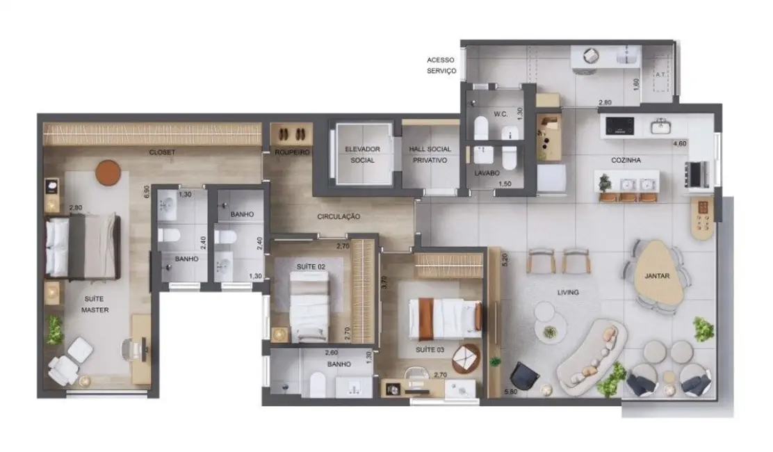 Foto 6 de Apartamento com 3 quartos à venda, 126m2 em Perdizes, São Paulo - SP