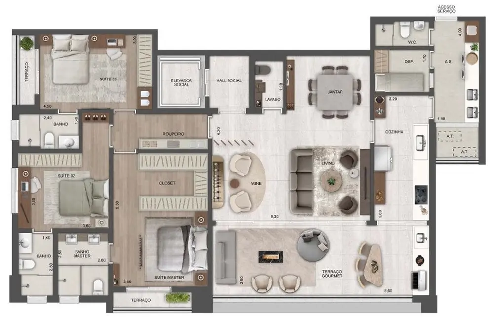 Foto 1 de Apartamento com 3 quartos à venda, 215m2 em Vila Tramontano, São Paulo - SP