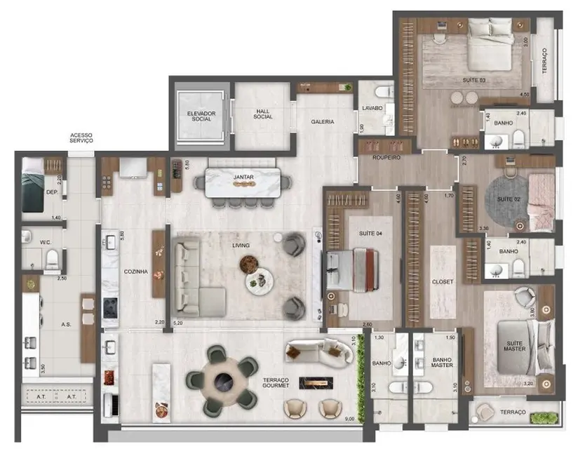Foto 5 de Apartamento com 3 quartos à venda, 215m2 em Vila Tramontano, São Paulo - SP