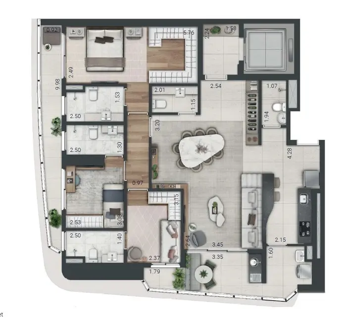 Foto 3 de Apartamento com 3 quartos à venda, 288m2 em Real Parque, São Paulo - SP