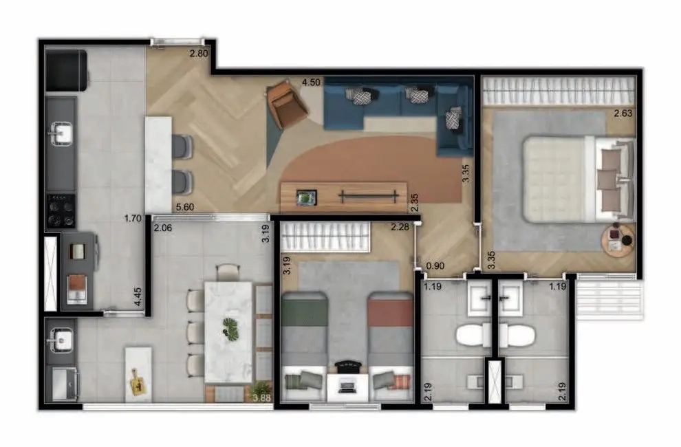 Apartamento com 2 quartos à venda, 75m2 em Loteamento Residencial Vila Bella Dom Pedro, Campinas - SP - imagem 2 Foto 2 de Apartamento com 2 quartos à venda, 75m2 em Loteamento Residencial Vila Bella Dom Pedro, Campinas - SP