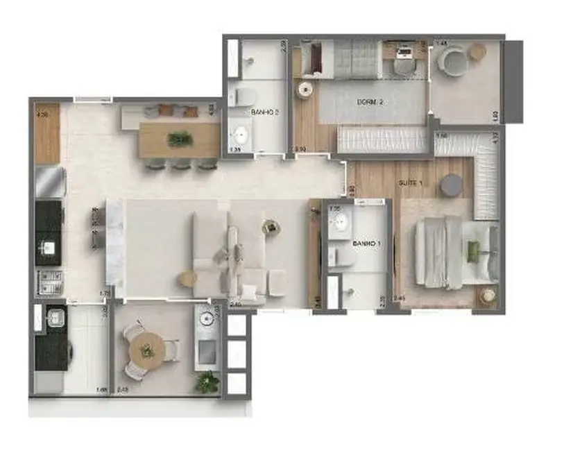 Foto 3 de Apartamento com 2 quartos à venda, 69m2 em Vila Monte Alegre, São Paulo - SP