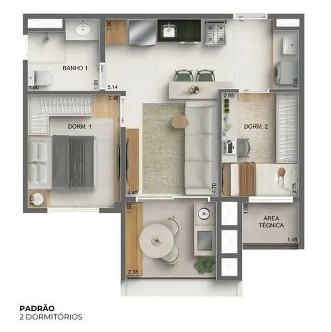 Foto 2 de Apartamento com 2 quartos à venda, 69m2 em Vila Monte Alegre, São Paulo - SP