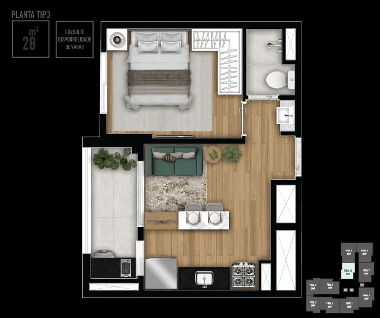 Apartamento com 2 quartos à venda, 39m2 em Mirandópolis, São Paulo - SP - imagem 3 Foto 3 de Apartamento com 2 quartos à venda, 39m2 em Mirandópolis, São Paulo - SP