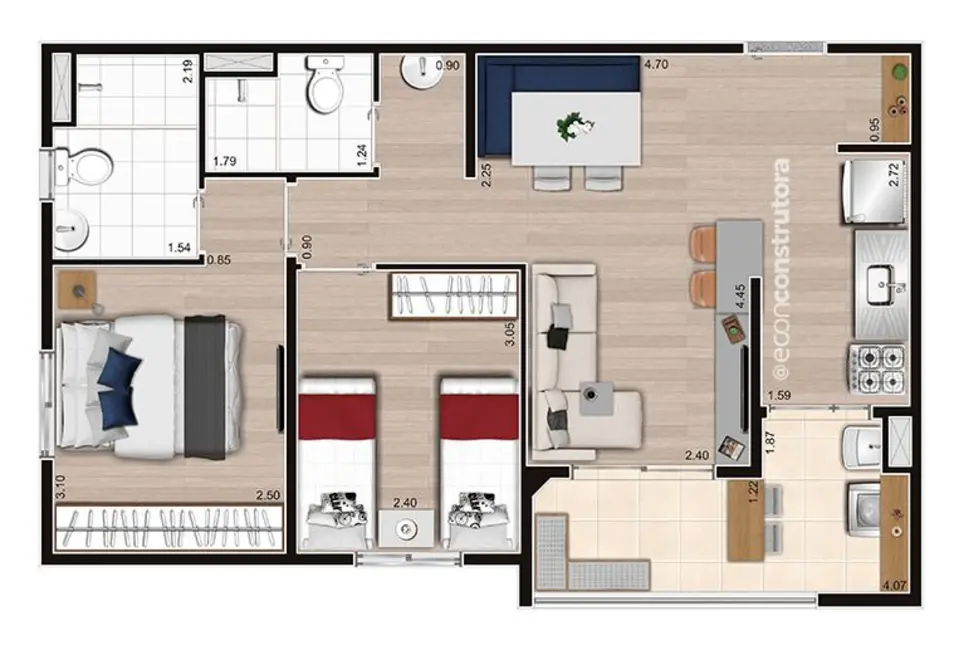 Apartamento com 2 quartos à venda, 47m2 em Vila das Bandeiras, Guarulhos - SP - imagem 4 Foto 4 de Apartamento com 2 quartos à venda, 47m2 em Vila das Bandeiras, Guarulhos - SP
