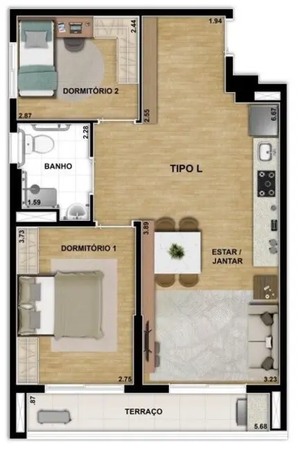 Foto 3 de Apartamento com 2 quartos à venda, 64m2 em Vila Santa Catarina, São Paulo - SP