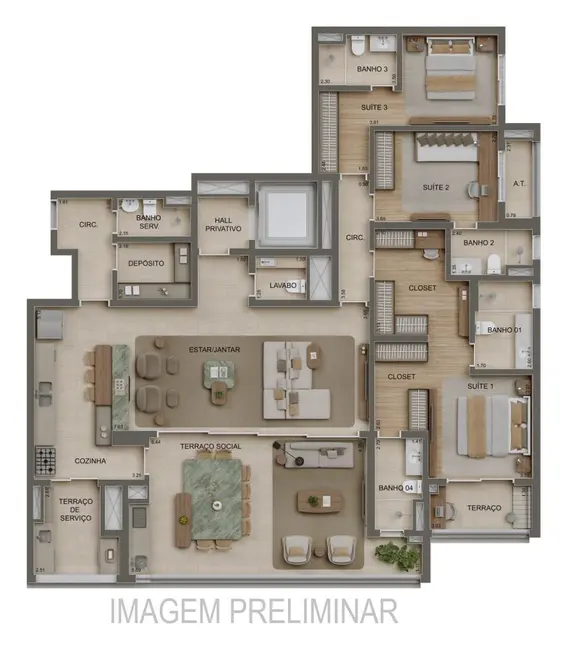 Apartamento com 4 quartos à venda, 191m2 em Jardim Anália Franco, São Paulo - SP - imagem 6 Foto 6 de Apartamento com 4 quartos à venda, 191m2 em Jardim Anália Franco, São Paulo - SP