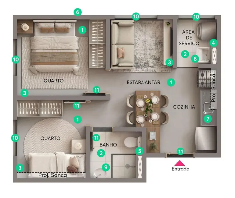 Foto 4 de Apartamento com 2 quartos à venda, 34m2 em Cidade São Mateus, São Paulo - SP