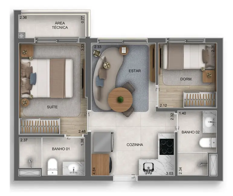 Foto 4 de Apartamento com 2 quartos à venda, 41m2 em Vila Carrão, São Paulo - SP