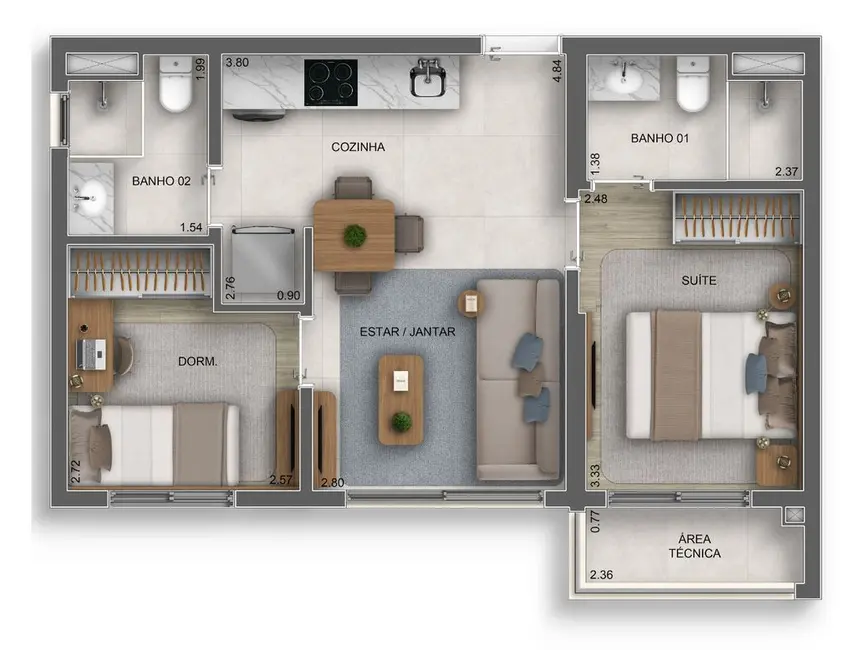Foto 3 de Apartamento com 2 quartos à venda, 41m2 em Vila Carrão, São Paulo - SP