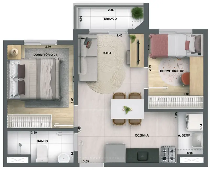Apartamento com 2 quartos à venda, 37m2 em Água Branca, São Paulo - SP - imagem 3 Foto 3 de Apartamento com 2 quartos à venda, 37m2 em Água Branca, São Paulo - SP