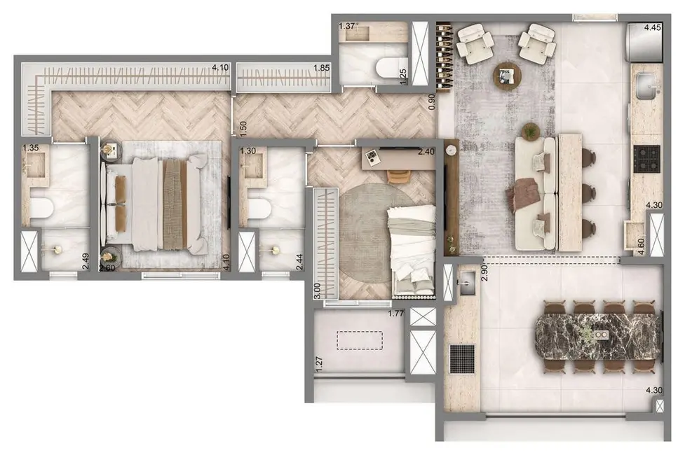 Apartamento com 2 quartos à venda, 76m2 em Chácara Santo Antônio (Zona Sul), São Paulo - SP - imagem 5 Foto 5 de Apartamento com 2 quartos à venda, 76m2 em Chácara Santo Antônio (Zona Sul), São Paulo - SP