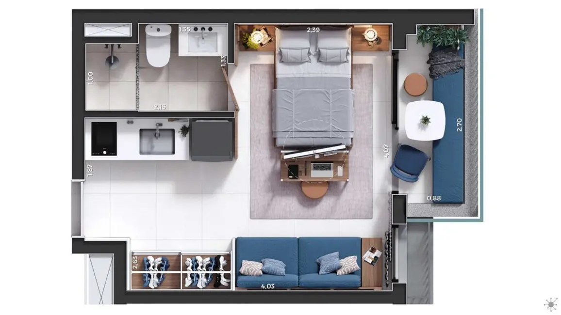 Kitnet com 1 quarto à venda, 24m2 em Liberdade, São Paulo - SP - imagem 4 Foto 4 de Kitnet com 1 quarto à venda, 24m2 em Liberdade, São Paulo - SP
