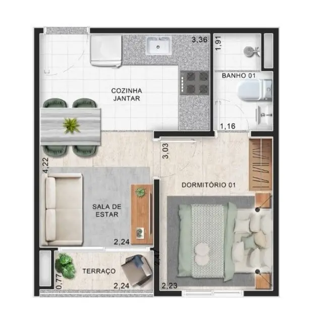 Foto 2 de Apartamento com 1 quarto à venda, 25m2 em Vila Polopoli, São Paulo - SP