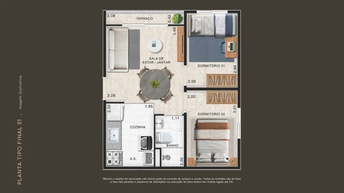 Foto 3 de Apartamento com 2 quartos à venda, 58m2 em Jardim Londrina, São Paulo - SP