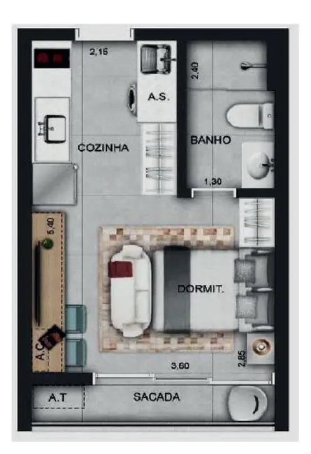 Foto 2 de Kitnet com 1 quarto à venda, 25m2 em Perdizes, São Paulo - SP