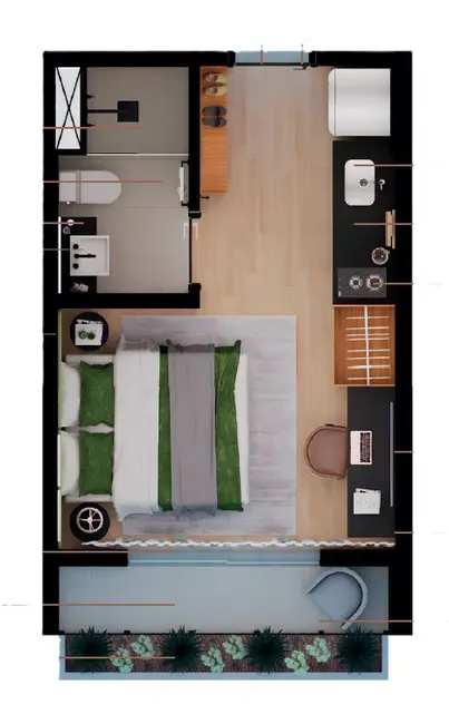 Kitnet com 1 quarto à venda, 24m2 em Moema, São Paulo - SP - imagem 5 Foto 5 de Kitnet com 1 quarto à venda, 24m2 em Moema, São Paulo - SP