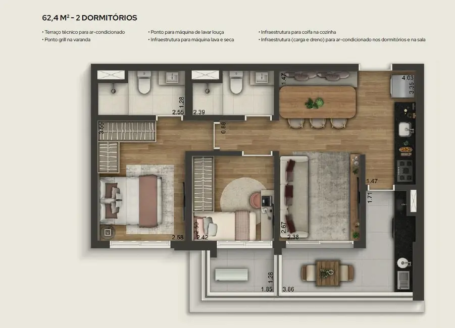 Foto 4 de Apartamento com 3 quartos à venda, 90m2 em São Paulo - SP