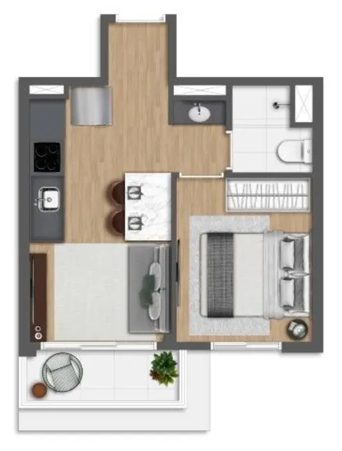 Apartamento com 1 quarto à venda, 27m2 em Pinheiros, São Paulo - SP - imagem 2 Foto 2 de Apartamento com 1 quarto à venda, 27m2 em Pinheiros, São Paulo - SP