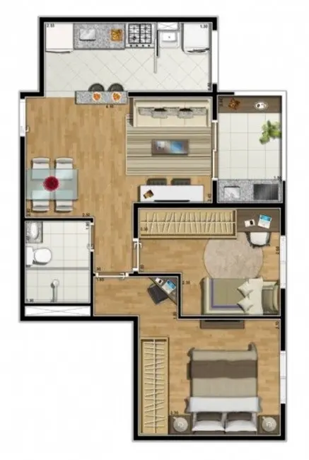 Apartamento com 2 quartos à venda, 50m2 em Parque Jaçatuba, Santo Andre - SP - imagem 3 Foto 3 de Apartamento com 2 quartos à venda, 50m2 em Parque Jaçatuba, Santo Andre - SP