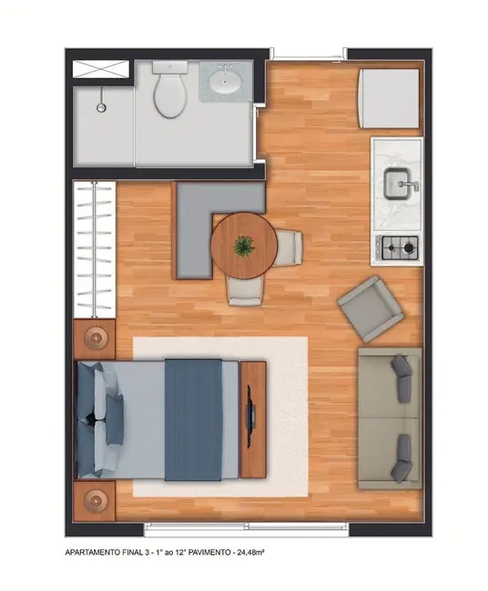 Kitnet com 1 quarto à venda, 24m2 em Barra Funda, São Paulo - SP - imagem 4 Foto 4 de Kitnet com 1 quarto à venda, 24m2 em Barra Funda, São Paulo - SP