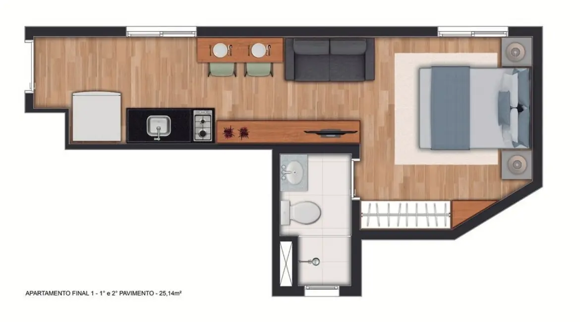 Kitnet com 1 quarto à venda, 24m2 em Barra Funda, São Paulo - SP - imagem 5 Foto 5 de Kitnet com 1 quarto à venda, 24m2 em Barra Funda, São Paulo - SP