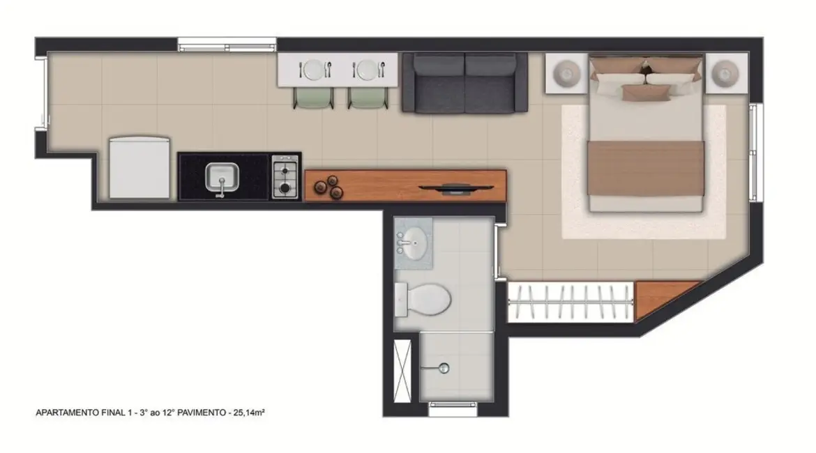 Kitnet com 1 quarto à venda, 24m2 em Barra Funda, São Paulo - SP - imagem 8 Foto 8 de Kitnet com 1 quarto à venda, 24m2 em Barra Funda, São Paulo - SP