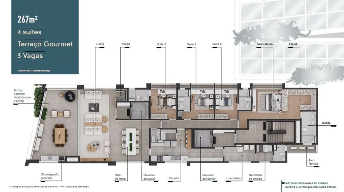 Foto 5 de Apartamento com 4 quartos à venda, 267m2 em Moema, São Paulo - SP