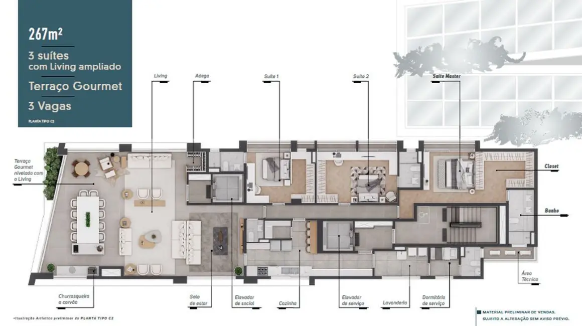 Foto 3 de Apartamento com 4 quartos à venda, 267m2 em Moema, São Paulo - SP