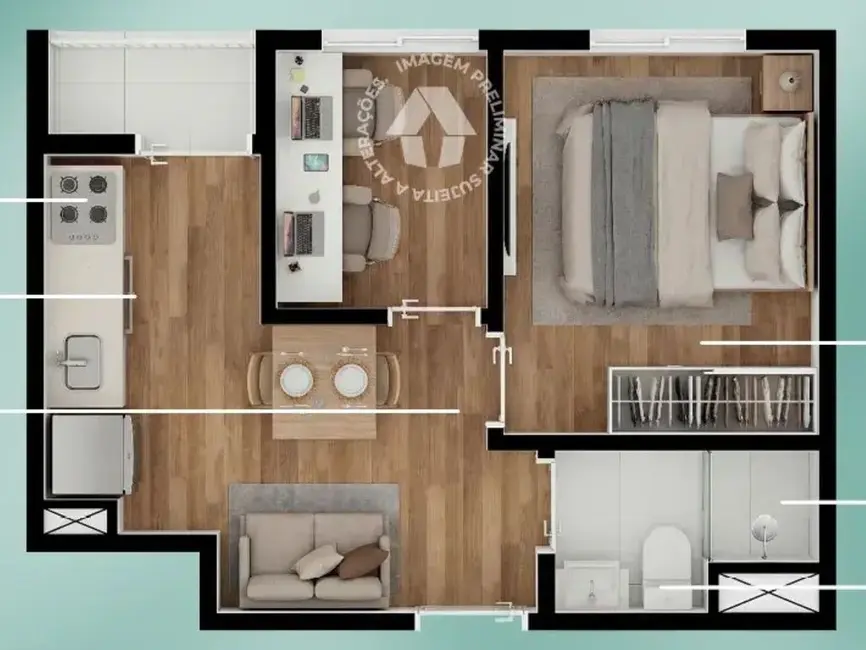 Apartamento com 1 quarto à venda, 33m2 em Vila Regente Feijó, São Paulo - SP - imagem 5 Foto 5 de Apartamento com 1 quarto à venda, 33m2 em Vila Regente Feijó, São Paulo - SP