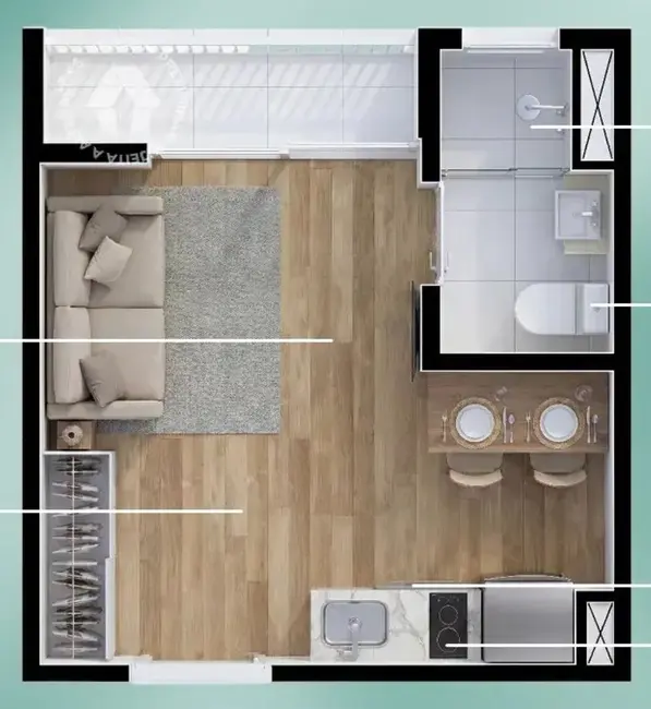 Apartamento com 1 quarto à venda, 33m2 em Vila Regente Feijó, São Paulo - SP - imagem 4 Foto 4 de Apartamento com 1 quarto à venda, 33m2 em Vila Regente Feijó, São Paulo - SP