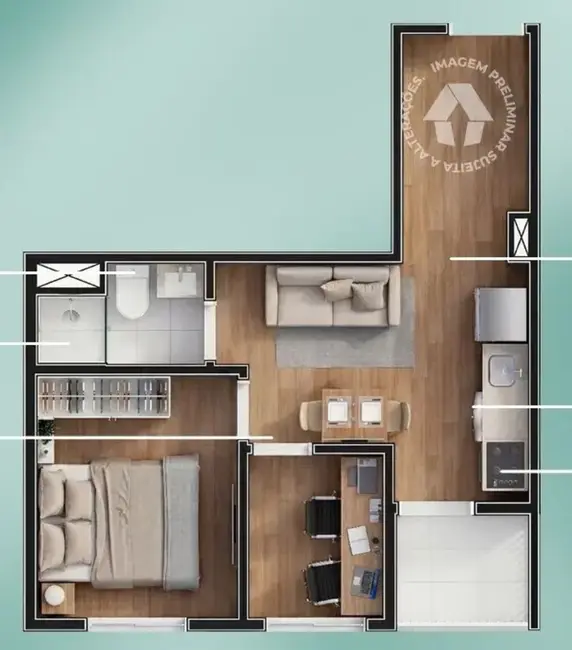 Apartamento com 1 quarto à venda, 33m2 em Vila Regente Feijó, São Paulo - SP - imagem 3 Foto 3 de Apartamento com 1 quarto à venda, 33m2 em Vila Regente Feijó, São Paulo - SP