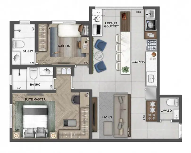 Apartamento com 3 quartos à venda, 87m2 em Butantã, São Paulo - SP - imagem 4 Foto 4 de Apartamento com 3 quartos à venda, 87m2 em Butantã, São Paulo - SP