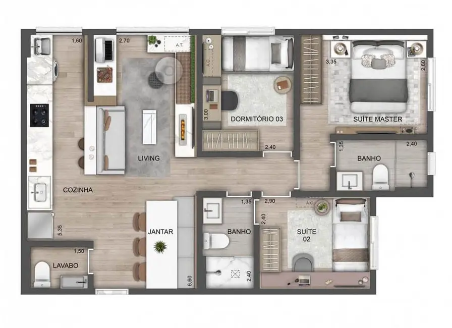 Apartamento com 3 quartos à venda, 87m2 em Butantã, São Paulo - SP - imagem 7 Foto 7 de Apartamento com 3 quartos à venda, 87m2 em Butantã, São Paulo - SP