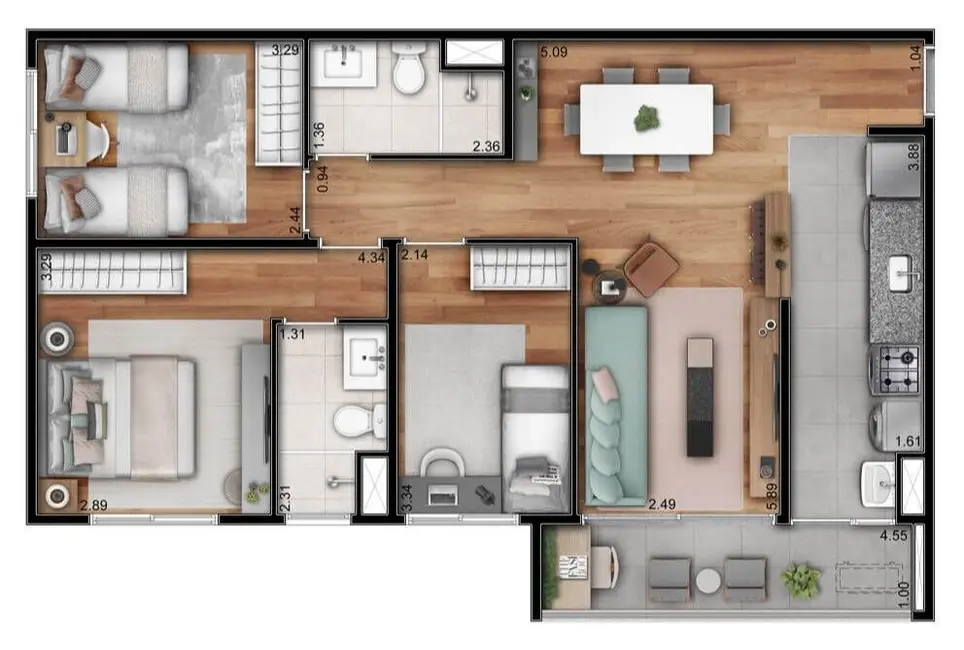 Apartamento com 2 quartos à venda, 61m2 em Planalto, Sao Bernardo Do Campo - SP - imagem 1 Foto 1 de Apartamento com 2 quartos à venda, 61m2 em Planalto, Sao Bernardo Do Campo - SP