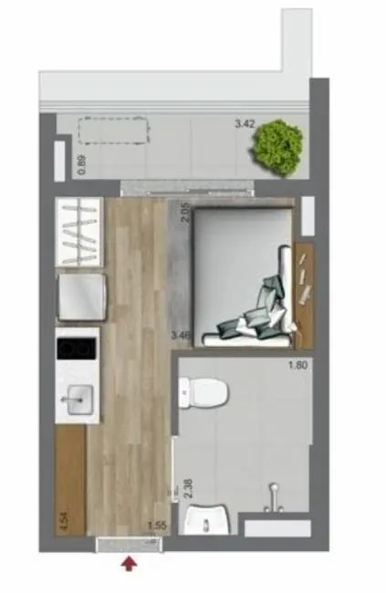 Kitnet com 1 quarto à venda, 33m2 em Campo Belo, São Paulo - SP - imagem 5 Foto 5 de Kitnet com 1 quarto à venda, 33m2 em Campo Belo, São Paulo - SP