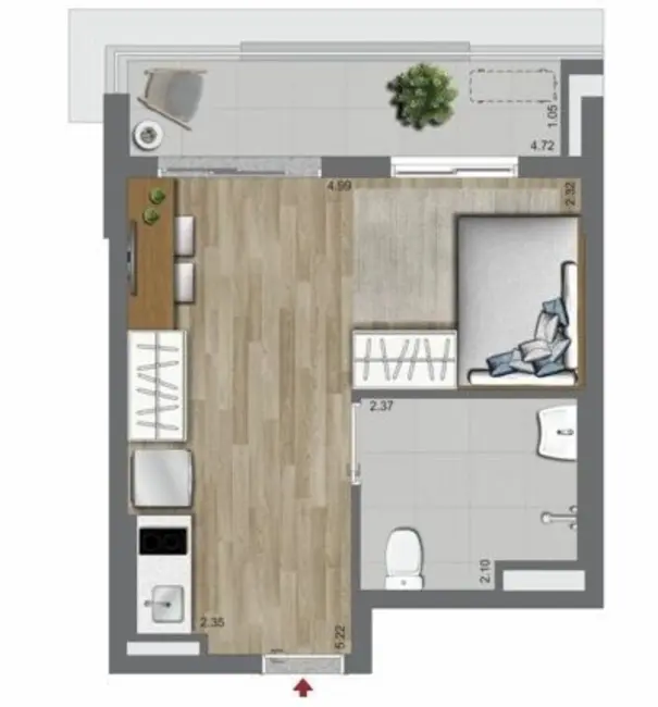 Kitnet com 1 quarto à venda, 33m2 em Campo Belo, São Paulo - SP - imagem 2 Foto 2 de Kitnet com 1 quarto à venda, 33m2 em Campo Belo, São Paulo - SP