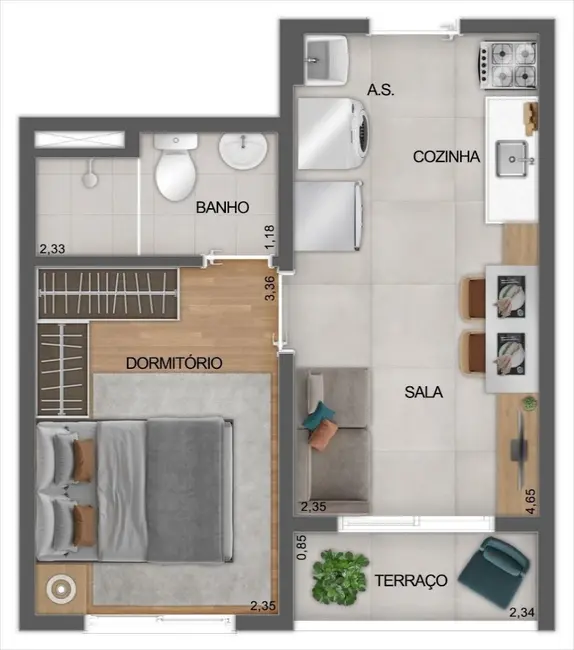 Foto 2 de Apartamento com 1 quarto à venda, 27m2 em Saúde, São Paulo - SP
