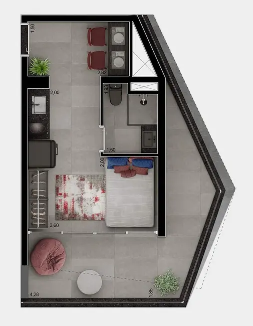 Kitnet com 1 quarto à venda, 49m2 em Praia de Belas, Porto Alegre - RS - imagem 6 Foto 6 de Kitnet com 1 quarto à venda, 49m2 em Praia de Belas, Porto Alegre - RS