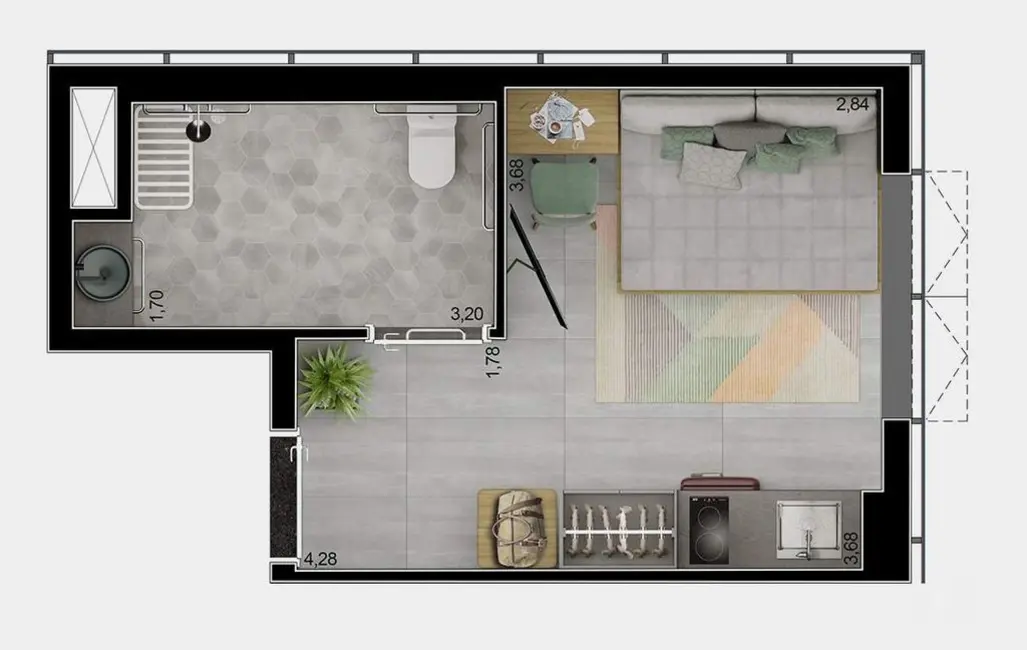 Kitnet com 1 quarto à venda, 49m2 em Praia de Belas, Porto Alegre - RS - imagem 4 Foto 4 de Kitnet com 1 quarto à venda, 49m2 em Praia de Belas, Porto Alegre - RS