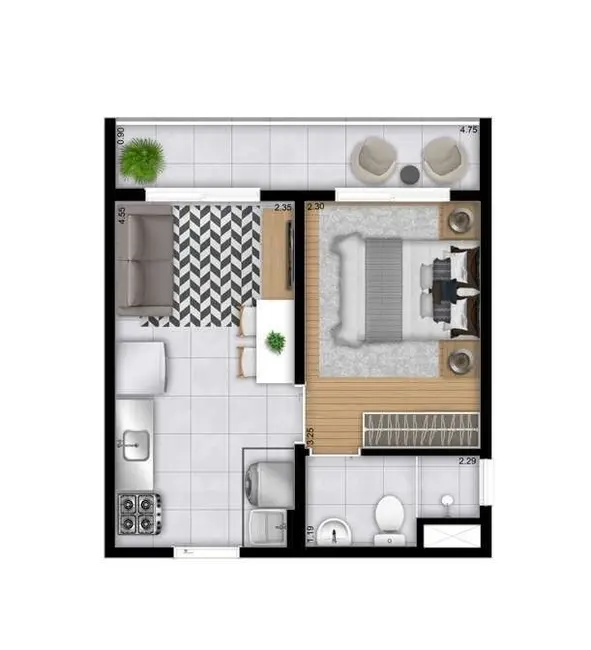 Foto 2 de Apartamento com 1 quarto à venda, 28m2 em Mooca, São Paulo - SP