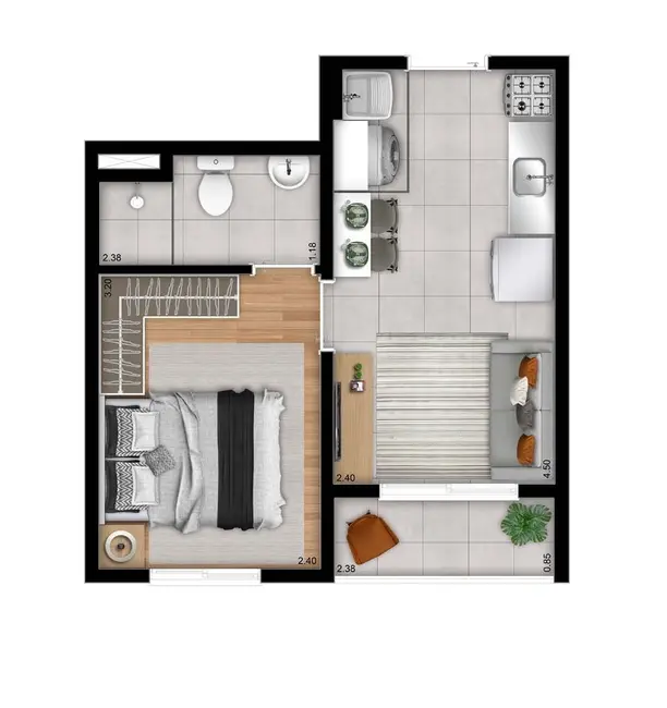 Apartamento com 2 quartos à venda, 42m2 em Brás, São Paulo - SP - imagem 3 Foto 3 de Apartamento com 2 quartos à venda, 42m2 em Brás, São Paulo - SP