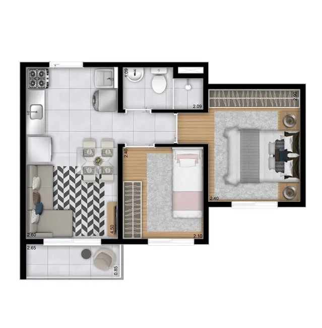Apartamento com 2 quartos à venda, 42m2 em Brás, São Paulo - SP - imagem 4 Foto 4 de Apartamento com 2 quartos à venda, 42m2 em Brás, São Paulo - SP
