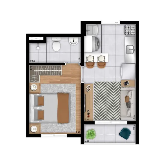 Apartamento com 2 quartos à venda, 42m2 em Brás, São Paulo - SP - imagem 2 Foto 2 de Apartamento com 2 quartos à venda, 42m2 em Brás, São Paulo - SP