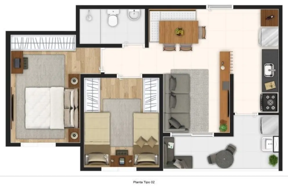 Foto 6 de Apartamento com 2 quartos à venda, 46m2 em Vila Aparecida, Itapevi - SP