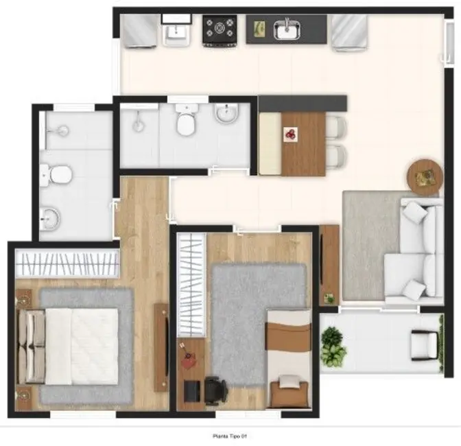Foto 1 de Apartamento com 2 quartos à venda, 46m2 em Vila Aparecida, Itapevi - SP