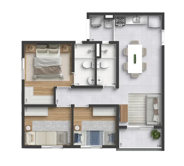 Foto 1 de Apartamento com 3 quartos à venda, 54m2 em Parque Edu Chaves, São Paulo - SP