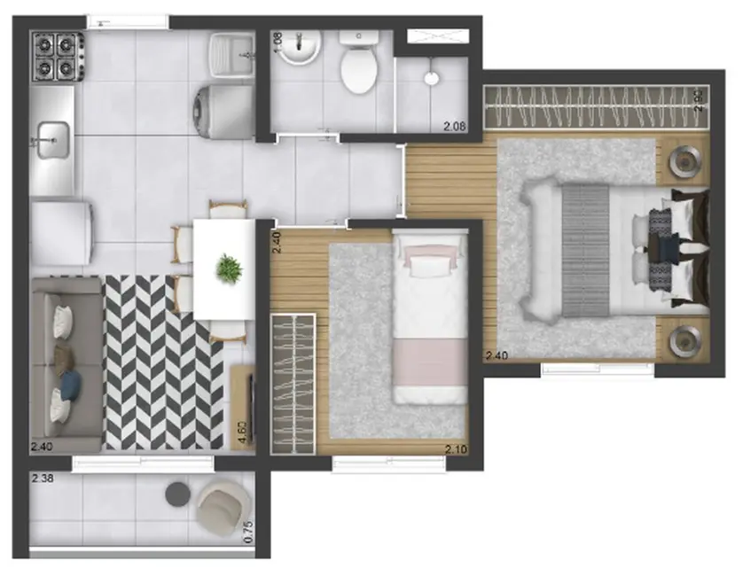 Foto 3 de Apartamento com 3 quartos à venda, 54m2 em Parque Edu Chaves, São Paulo - SP
