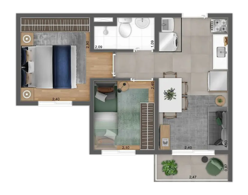 Apartamento com 1 quarto à venda, 29m2 em Campo Grande, São Paulo - SP - imagem 4 Foto 4 de Apartamento com 1 quarto à venda, 29m2 em Campo Grande, São Paulo - SP