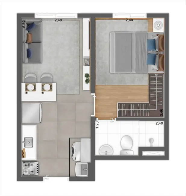 Apartamento com 1 quarto à venda, 29m2 em Campo Grande, São Paulo - SP - imagem 8 Foto 8 de Apartamento com 1 quarto à venda, 29m2 em Campo Grande, São Paulo - SP